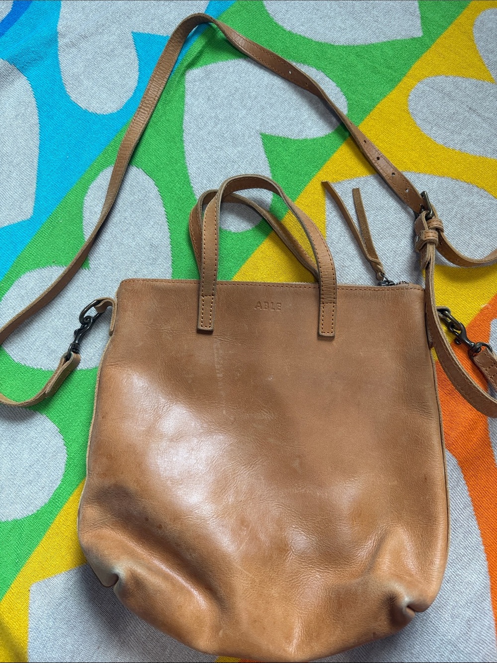 ABLE brown leather crossbody bag